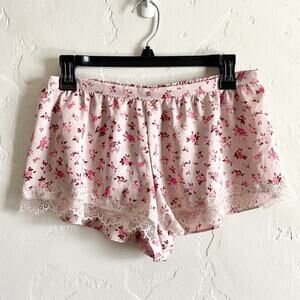 Victoria's Secret Size XS Sleep Shorts - Pink Floral Satin Lace Trim Cute